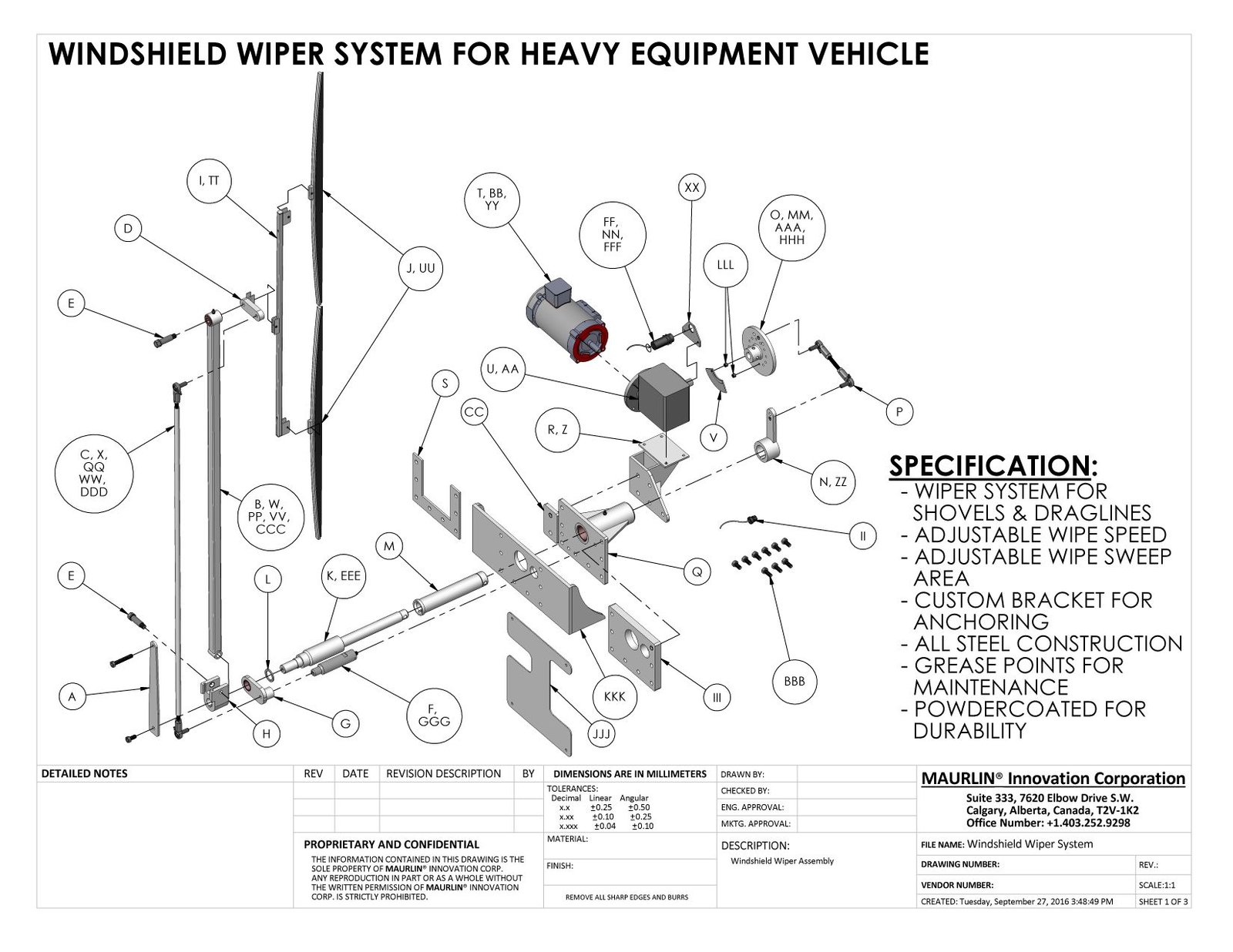 6 speed windshield wiper for heavy equipment exploded view